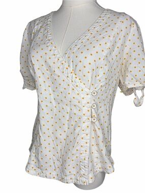 Maeve Anthropologie Louise Wrapped Blouse Shirt size M/10 Polkadot